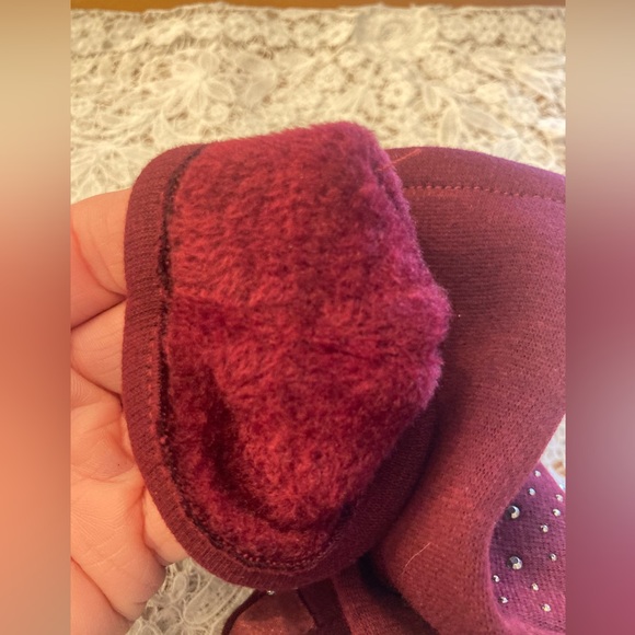 NWT EMBELLISHED Gloves Jack & Missy fleece lined texting gloves BURGUNDY… - Picture 9 of 10